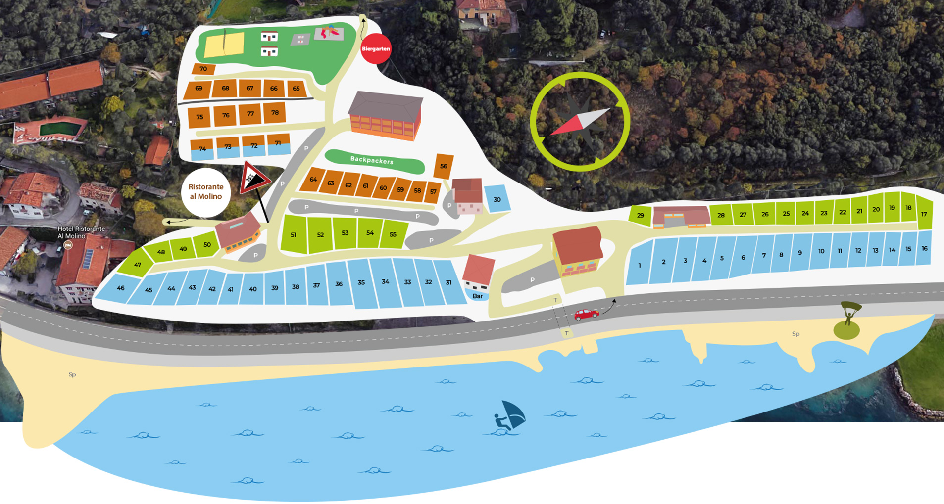 Karte des Campingplatzes Tonini